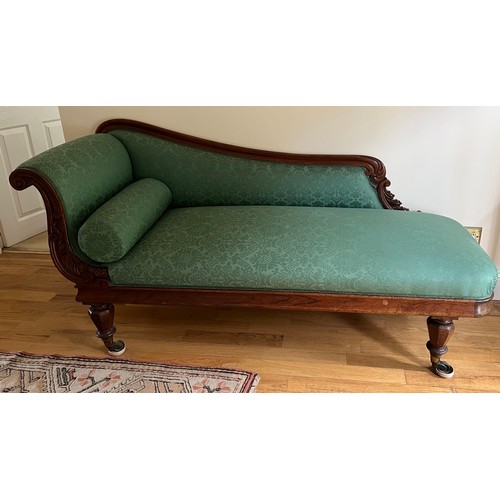 154 - A mahogany framed chaise longue. 90 h x 180 w x 65cm d.