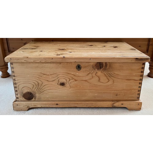 159 - A pine box with lift up lid. 40 h x 88 w x 46cm d.