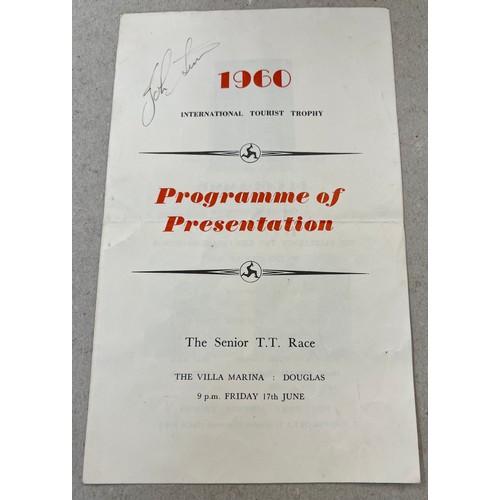 1056 - A 1960 T.T Race Programme for The Senior T.T Race The Villa Marina Douglas signed by John Surtees.