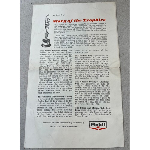 1056 - A 1960 T.T Race Programme for The Senior T.T Race The Villa Marina Douglas signed by John Surtees.