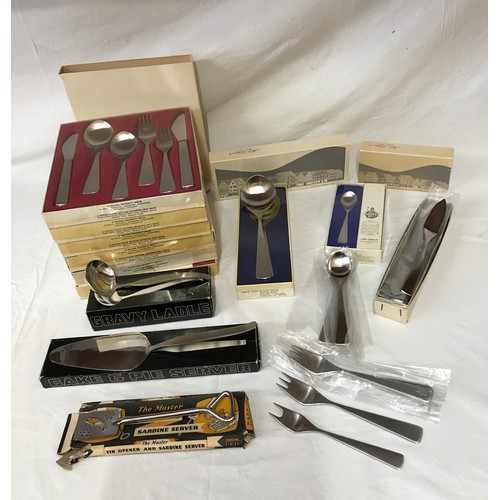 1086 - Collection of stainless Maya cutlery i.e. Six Starter Sets comprising Table Knife, Soup Spoon, Table... 