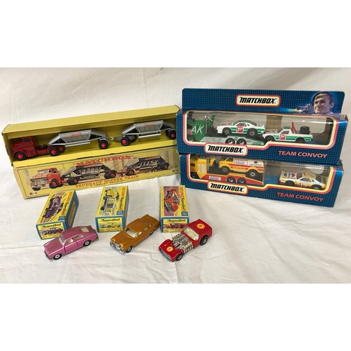 967 - Six boxed Matchbox models to including three Superfast models Road Dragster (19), Mercedes 300 SE (4... 