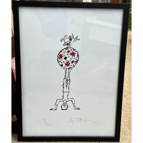 1120 - A mounted and framed Quentin Blake signed and stamped limited edition print 7/250 