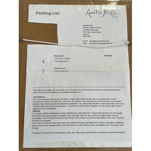1120 - A mounted and framed Quentin Blake signed and stamped limited edition print 7/250 