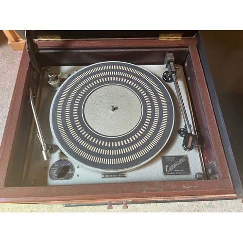 200A - A home made music cabinet comprising a Quad II amp, Connoisseur three speed variable record deck by ... 