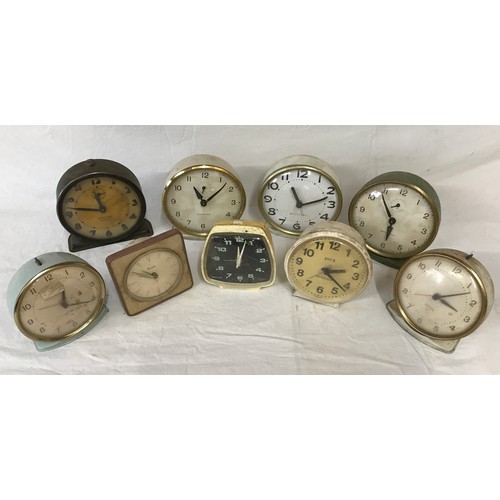 1047 - Collection on 9 Westclox alarm clocks.