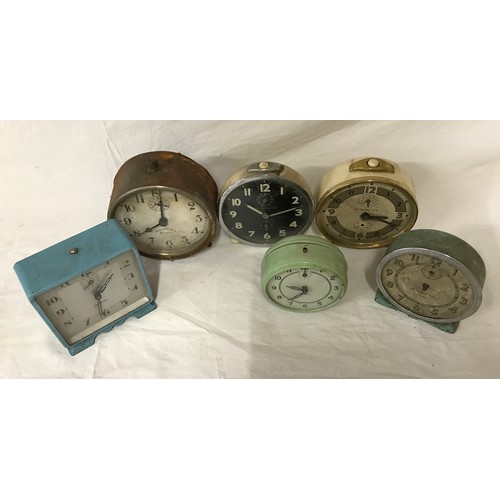 1049 - Collection on 6 Ingersoll alarm clocks.