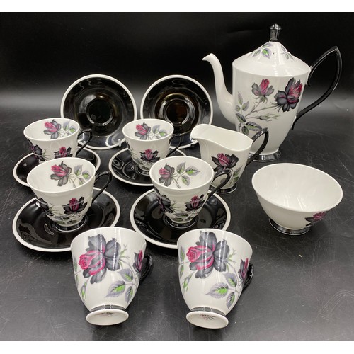 448 - Royal Albert coffee service comprising coffee pot, 6 cups and saucers, milk, sugar bowl.