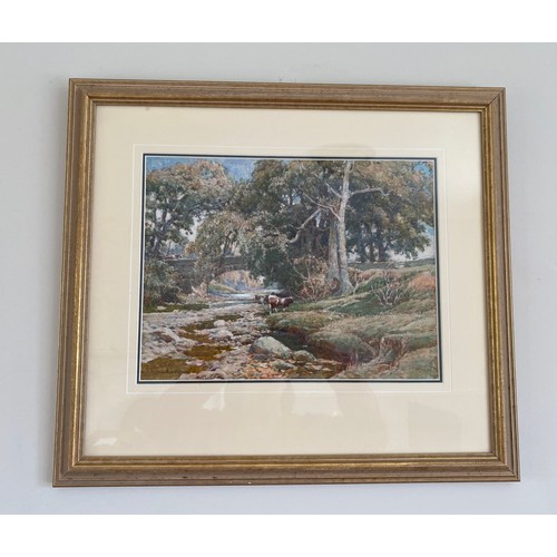 1279B - Samuel John Lamorna Birch (1869-1955) 'Foot Bridge at Halton Green' watercolour. Signed L.R. Picture... 