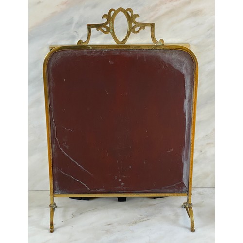 195 - A brass framed firescreen with cut glass starburst to centre & bevel edges. 76 h x 52cm w.