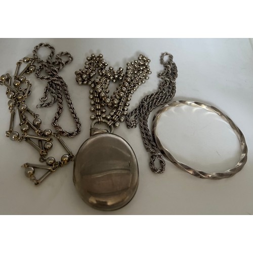 647 - A quantity of white metal an silver jewellery to include 2 rope twist chains marked .925, hallmarked... 