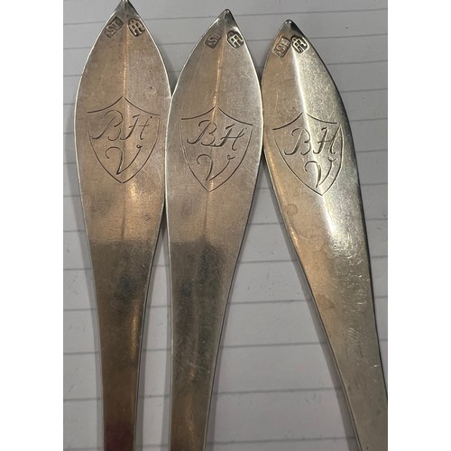 834 - Three continental silver spoons 128gm.