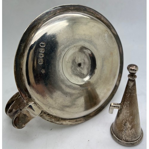 854 - Georgian silver chamberstick with associated Victorian snuffer. Total weight 178gm. Chamberstick Lon... 