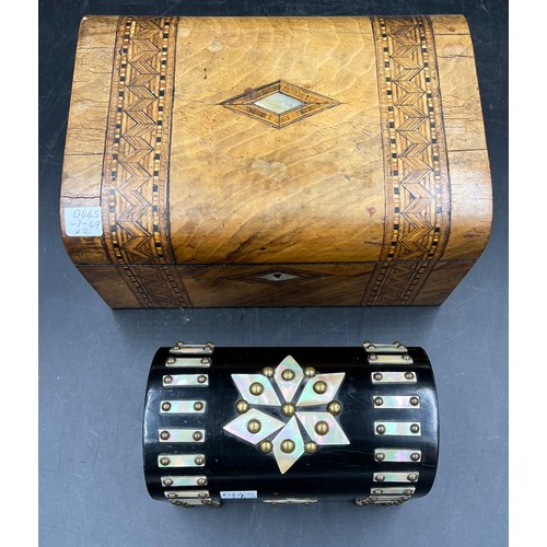 1090 - Two 19thC boxes. One walnut and Tunbridge inlay with lift out tray 26 x 18 x 13cm h, the other eboni... 