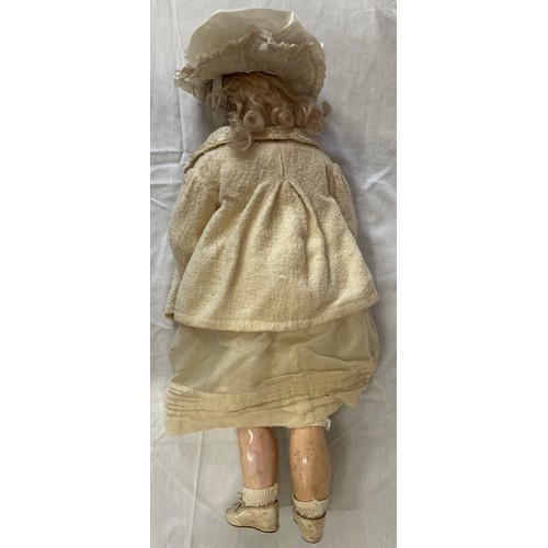 969 - A early 20th Century Max Handwerck Germany 9 1/2 bisque socket head doll, with blue glass sleeping e... 