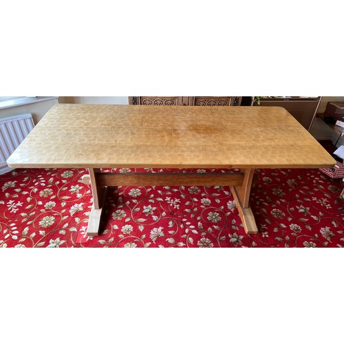 175C - An Acorn Man oak refectory dining table with adzed top 198cms l x 91cms w x 74cms h.