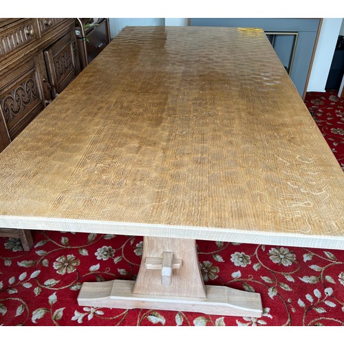 175C - An Acorn Man oak refectory dining table with adzed top 198cms l x 91cms w x 74cms h.