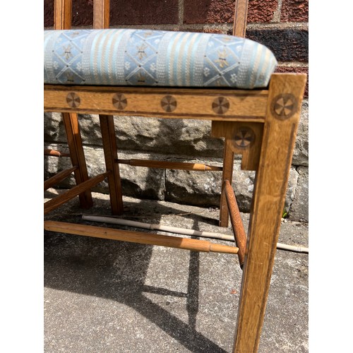 187 - A pair of oak and inlaid aesthetic movement side chairs.