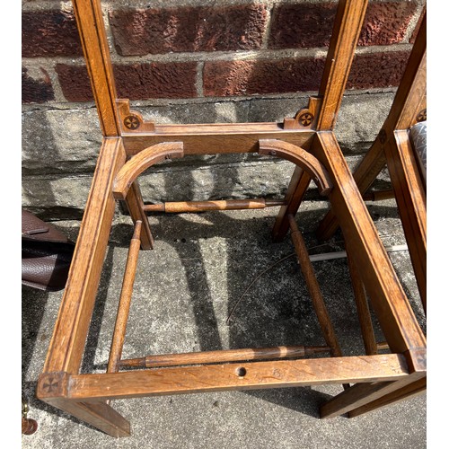 187 - A pair of oak and inlaid aesthetic movement side chairs.