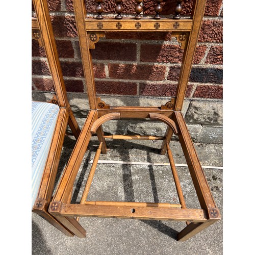 187 - A pair of oak and inlaid aesthetic movement side chairs.