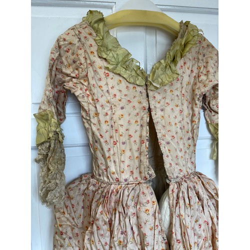 755 - An 1840's Georgian ladies dress with bonnet made by L&H Nathan 12 Panton Street, Haymarket, London. ... 