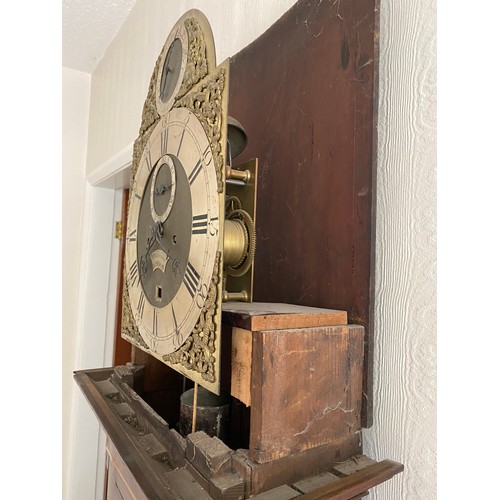 1034 - Mahogany cased longcase clock with associated brass face and eight day movement, Stephen Thorogood L... 