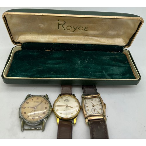 921 - Three vintage gentlemen's wristwatches to include Royce and Pierpont.