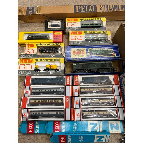 975 - A quantity of Lima and Wrenn N scale Micro train models and Peco track, transformers Hornby Dublo Lo... 