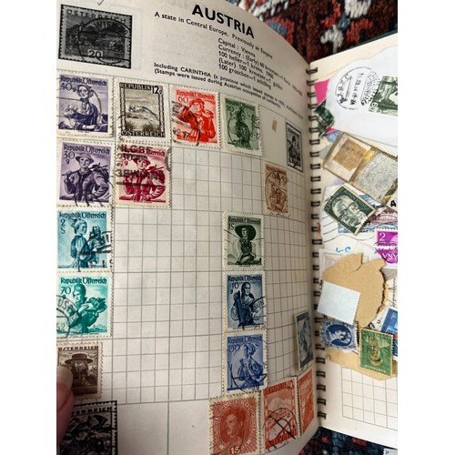 664 - Accumulation of 4 world albums and contents together with loose world stamps and G.B., large amounts... 