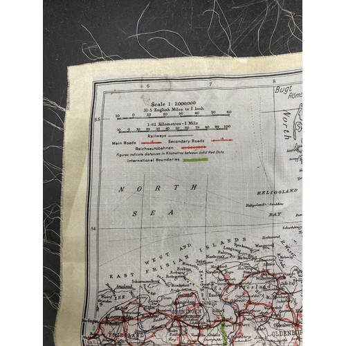 723 - A silk scarf map of Germany showing International borders. 20 x 19cm.