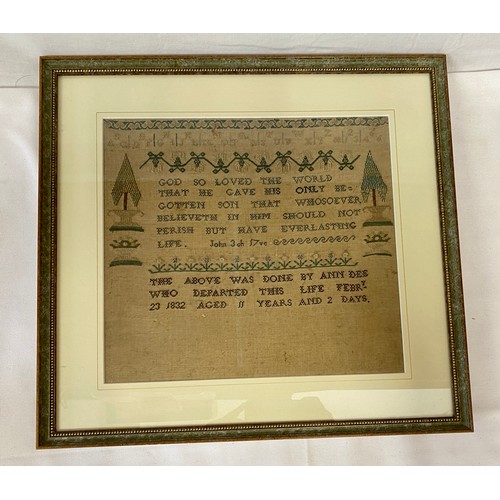 724 - A 19thC Sampler by Ann Dee, uncompleted, 