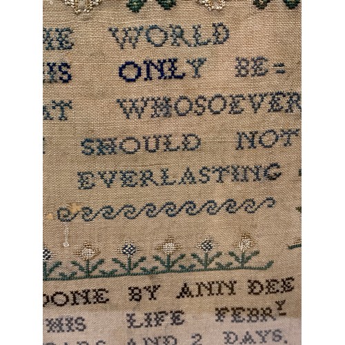 724 - A 19thC Sampler by Ann Dee, uncompleted, 