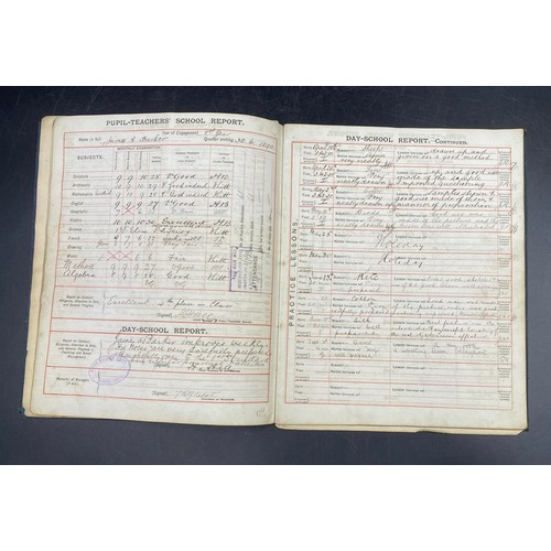 1058 - An 1889 completed Pupil-Teacher's report book (School Board for London) belonging to James Arthur Ba... 