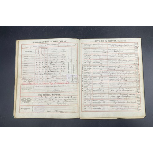 1058 - An 1889 completed Pupil-Teacher's report book (School Board for London) belonging to James Arthur Ba... 