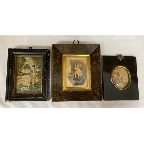 1310 - Three 18th/19thC frames one ebonised with family photograph with acorn decoration visible image meas... 