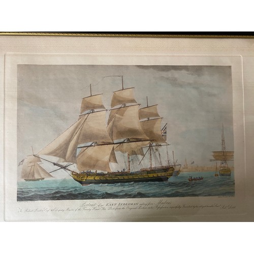 1312 - 'Portrait of an East Indiaman sailing from Madras' printed & engraved by Robert Dodd 'To  Robert Pre... 