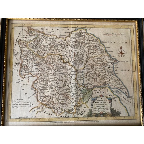 1272 - Three framed maps to include: J. Ellis 'A Modern Map of Yorkshire, Drawn from the lateft Survey's; C... 