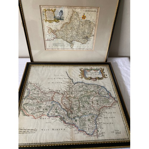 1274 - Robert Morden (British c.1650-1703): 'The North Riding of Yorkshire', 18thC engraved map with hand c... 