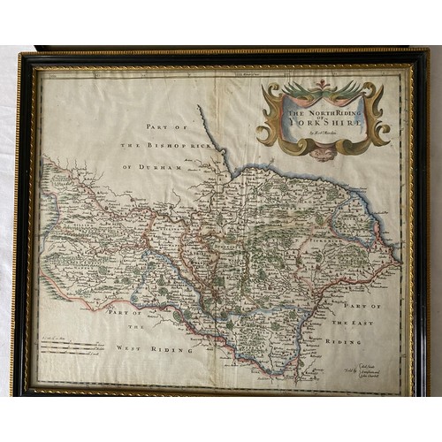 1274 - Robert Morden (British c.1650-1703): 'The North Riding of Yorkshire', 18thC engraved map with hand c... 