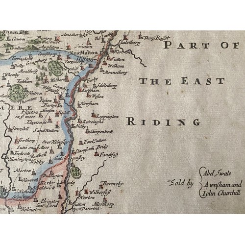 1274 - Robert Morden (British c.1650-1703): 'The North Riding of Yorkshire', 18thC engraved map with hand c... 