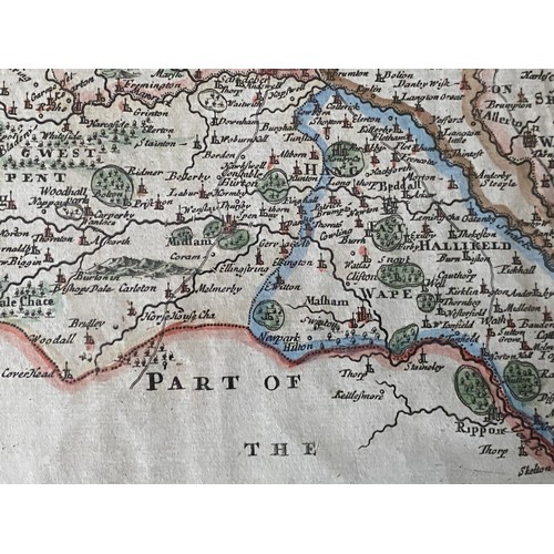 1274 - Robert Morden (British c.1650-1703): 'The North Riding of Yorkshire', 18thC engraved map with hand c... 