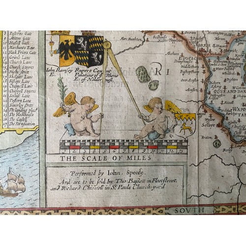 1275 - John Speede, circa 1610 'The North And East Ridings of Yorkshire' map with Hull and Richmond insets,... 