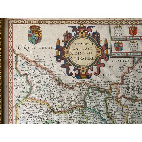 1275 - John Speede, circa 1610 'The North And East Ridings of Yorkshire' map with Hull and Richmond insets,... 