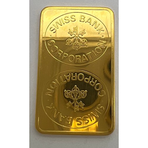 681 - A 10gm fine gold Swiss Bank Corporation ingot.