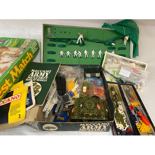 974 - Toys to include Meccano conversion sets, set 2 x 2, makes set 3 and set 3 x 3, makes set 4, Test Mat... 