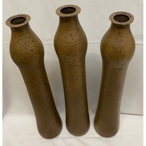 383 - Joanna Constantinidis (1927- 2000) 'Three Sisters' three tall stoneware cylindrical vases. Tallest 6... 