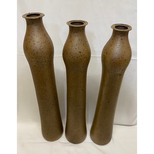 383 - Joanna Constantinidis (1927- 2000) 'Three Sisters' three tall stoneware cylindrical vases. Tallest 6... 