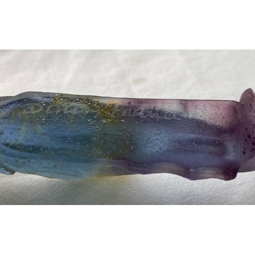 491 - A Daum Nancy pate-de-verre glass model of a fish in blue, yellow and purple colourway signed to base... 