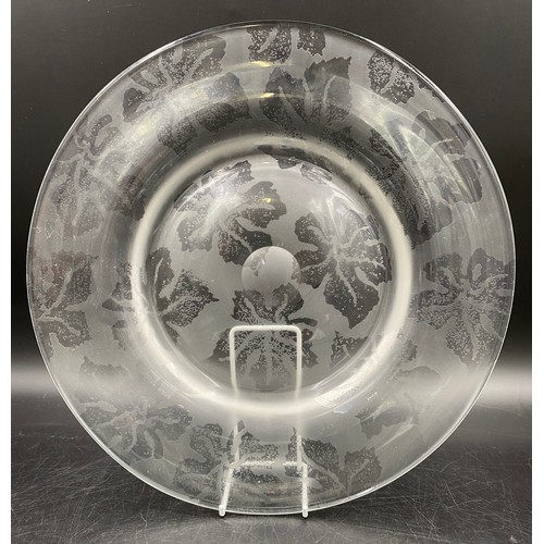 493 - Emma Bridgewater- Early etched glass with abstract leaf pattern. All etched 'E.B' and dated to base ... 