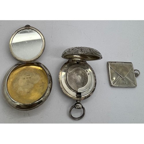 881 - Silver sovereign case, stamp holder and compact. Sovereign case Birmingham 1909, stamp holder Cheste... 